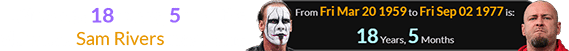 Sting was 18 years, 5 months old when Sam Rivers was born: