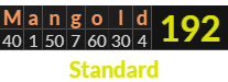 "Mangold" = 192 (Standard)