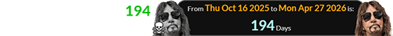 Frehley died a span of 194 days before his birthday: