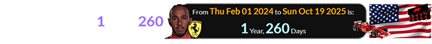 Hamilton announced his switch to Ferrari 1 year, 260 days before the GP in Austin: