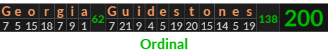 "Georgia Guidestones" = 200 (Ordinal)