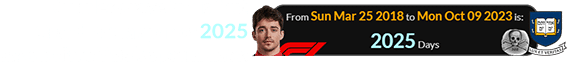 Charles drove in his first Grand Prix a span of 2025 days before Yale’s special date: