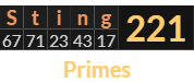 "Sting" = 221 (Primes)