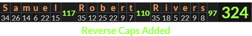 "Samuel Robert Rivers" = 324 (Reverse Caps Added)
