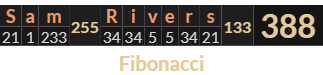 "Sam Rivers" = 388 (Fibonacci)