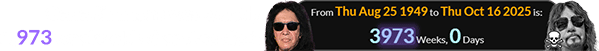Gene Simmons was exactly 3,973 weeks old when Ace died: