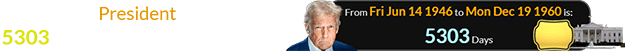 The current President was a span of 5303 days old for that designation: