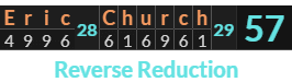 "Eric Church" = 57 (Reverse Reduction)