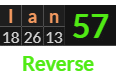 "Ian" = 57 (Reverse)
