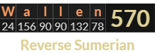 "Wallen" = 570 (Reverse Sumerian)