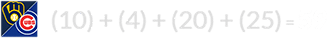 (10) + (4) + (20) + (25) = 59