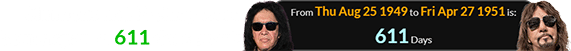 Simmons and Frehley were born a span of 611 days apart: