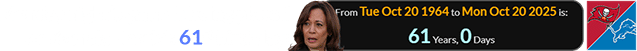 Monday night’s game is being played on Kamala Harris’s 61st birthday: