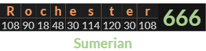 "Rochester" = 666 (Sumerian)