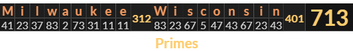 "Milwaukee Wisconsin" = 713 (Primes)