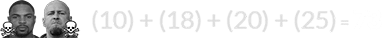 (10) + (18) + (20) + (25) = 73