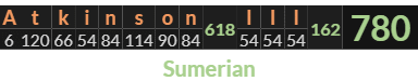 "Atkinson III" = 780 (Sumerian)