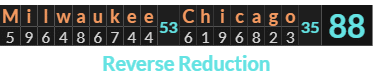"Milwaukee Chicago" = 88 (Reverse Reduction)