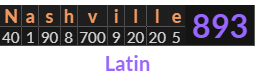 "Nashville" = 893 (Latin)