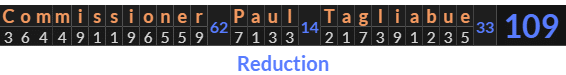"Commissioner Paul Tagliabue" = 109 (Reduction)