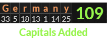 "Germany" = 109 (Capitals Added)