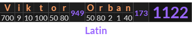 "Viktor Orban" = 1122 (Latin)
