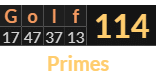 "Golf" = 114 (Primes)