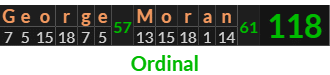 "George Moran" = 118 (Ordinal)