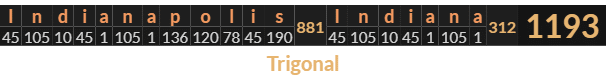 "Indianapolis Indiana" = 1193 (Trigonal)