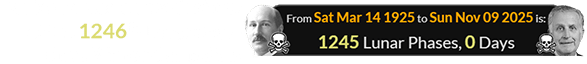Tagliabue died on the first day of the 1246th Lunar phase since Walter Camp died: