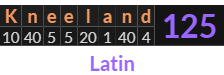 "Kneeland" = 125 (Latin)