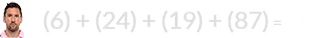 (6) + (24) + (19) + (87) = 136