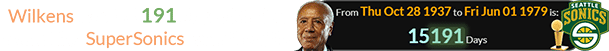 Wilkens was 15,191 days old when he and the SuperSonics won the title: