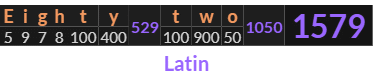 "Eighty two" = 1579 (Latin)