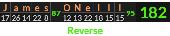 "James ONeill" = 182 (Reverse)