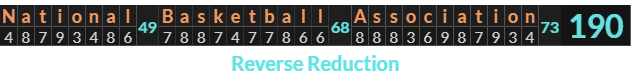 "National Basketball Association" = 190 (Reverse Reduction)