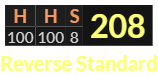 "HHS" = 208 (Reverse Standard)