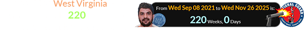 He shot the West Virginia Guard members exactly 220 weeks after arriving in the United States: