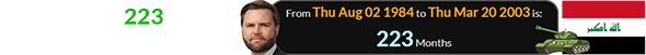 JD Vance was 223 months old for the initial invasion: