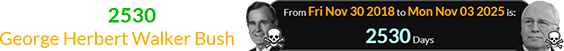 Dick died 2530 days after George Herbert Walker Bush: