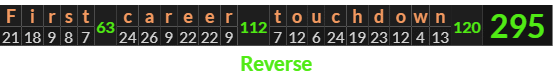"First career touchdown" = 295 (Reverse)