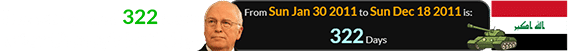 The war ended 322 days after Cheney’s birthday: