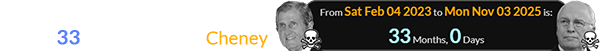 Whittington died a span of exactly 33 months before Cheney: