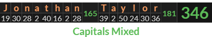 "Jonathan Taylor" = 346 (Capitals Mixed)