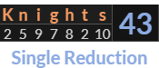 "Knights" = 43 (Single Reduction)