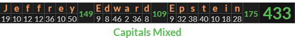 "Jeffrey Edward Epstein" = 433 (Capitals Mixed)