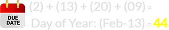 (2) + (13) + (20) + (09) = 44