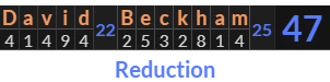 "David Beckham" = 47 (Reduction)