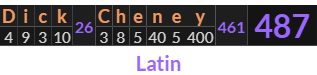 "Dick Cheney" = 487 (Latin)