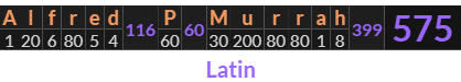 "Alfred P Murrah" = 575 (Latin)